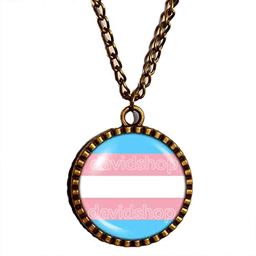 Trans Pride Necklace Pendant Flag Transgender Jewelry