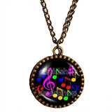 Music Note Necklace Musical Pendant Bass Alto Treble Clef Cosplay Symbol Colorful