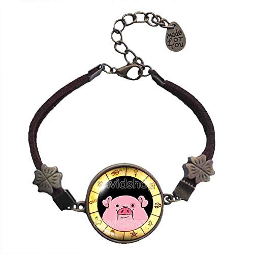 Gravity Falls Waddles Bracelet Bill Cipher Wheel Pendant Pig Jewelry Cosplay Cute Gift