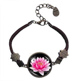 Lotus Flower Bracelet Spring Symbol Pendant Jewelry Yoga Charms Woman