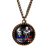 Undertale Sans Papyrus Necklace Pendant Skeleton Brother Jewelry Cosplay Red Heart Blue Pink