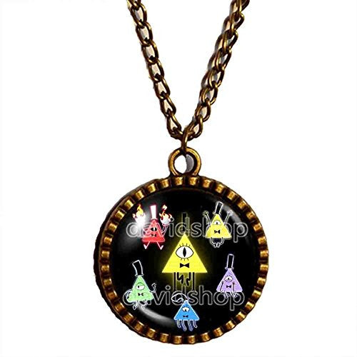 Gravity Falls Bill Cipher Wheel Necklace Pendant Fashion Jewelry Cute Gift Multicolor