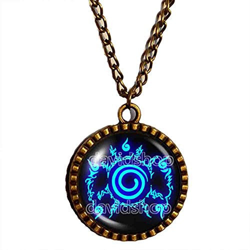 Naruto Seal Necklace Pendant Fashion Jewelry Anime Cosplay Symbol Blue