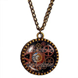 Gear Steampunk Symbol Sun Moon Necklace Face Kissing Charm Pendant Yoga Men Pendant Jewelry Chain