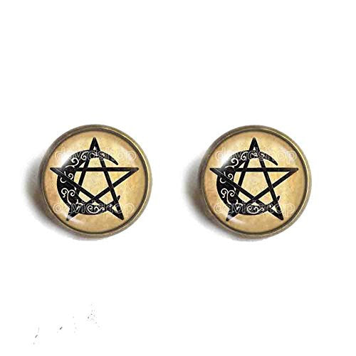 Wiccan Symbol Ear Cuff Earring Pentacle Moon Pendant Fashion Jewelry Cosplay
