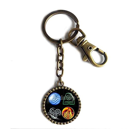 Avatar the last Airbender Keychain Keyring Fire Elements Water Tribe Earth Kingdom Air Nomads