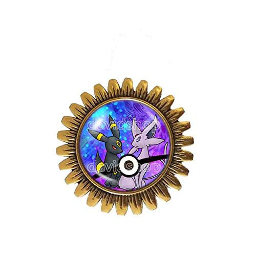 Pokemon Umbreon and Espeon Pokeball Brooch Badge Pin Anime Fashion Jewelry Eevee Cosplay Love - DDavid'SHOP