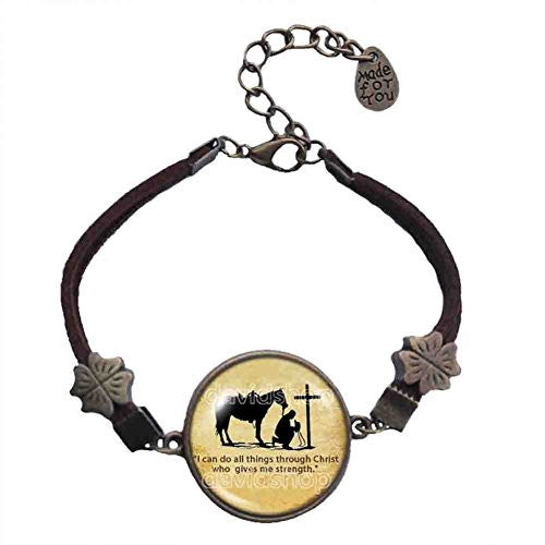 PRAYING COWBOY Bracelet Cross Horse Christian Symbol Pendant Fashion Jewelry