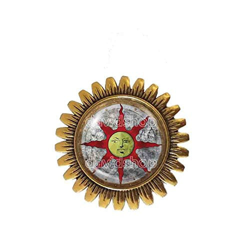 Dark Souls Solaire of Astora Sun Brooch Badge Pin Fashion Jewelry Sunlight Shield Symbol Cosplay