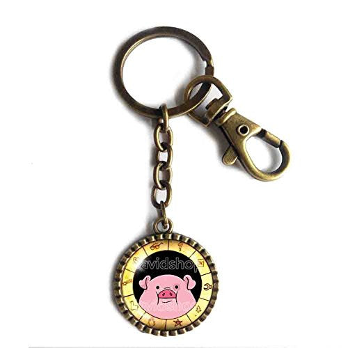 Gravity Falls Waddles Keychain Cute Keyring Car Pig Bill Cipher Wheel