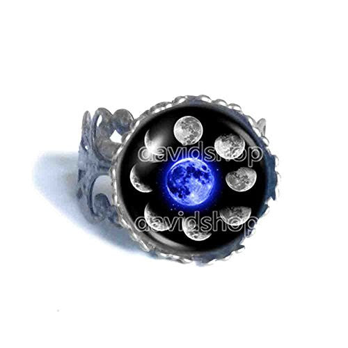 Moon Phases Ring Fashion Jewelry Blue