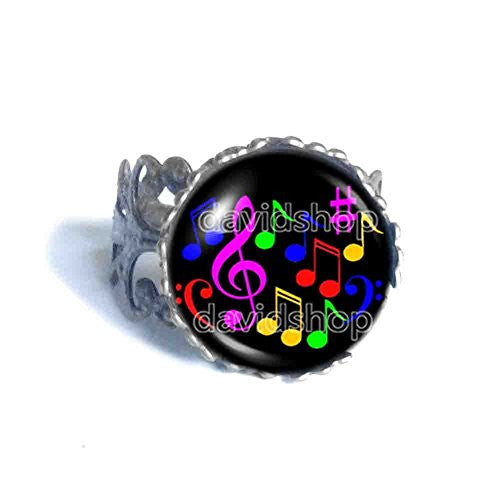Music Note Ring Musical Fashion Jewelry Cute Gift Bass Alto Treble Clef Cosplay Symbol Colorful