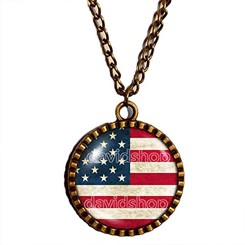 American Flag Necklace USA Pendant Jewelry