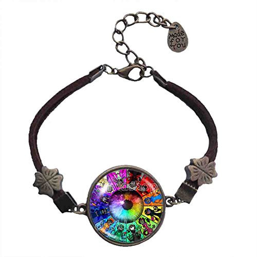 Colorful Eyes Homestuck Bracelet God Mandala art Glass Pendant cosplay fashion Jewelry Charm chain Gift - DDavid'SHOP