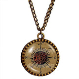 Antique Vintage Nautical Gear Steampunk Compass Necklace Photo Art Glass Pendant Fashion Jewelry Cosplay - DDavid'SHOP