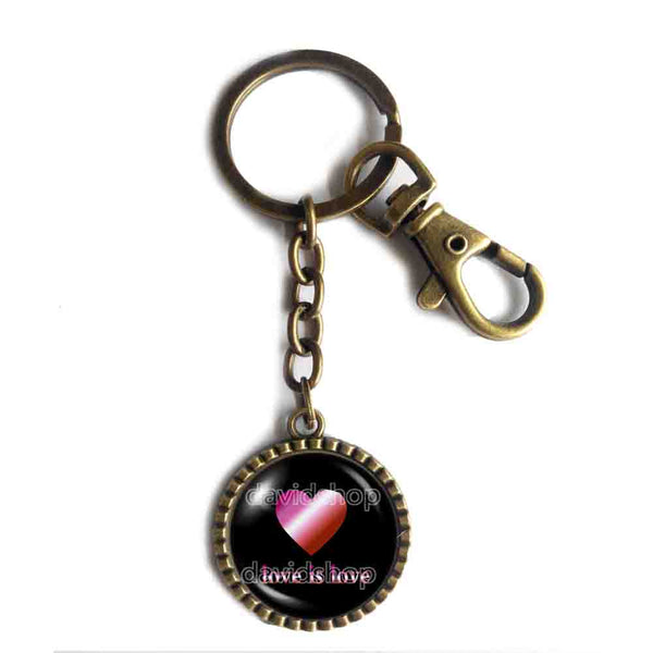 Love Is Love Lesbian Pride Keychain Key Chain Key Ring Cute Keyring Car Fashion Jewelry Heart Flag Rainbow LGBTQ Symbol Art Cute Gift