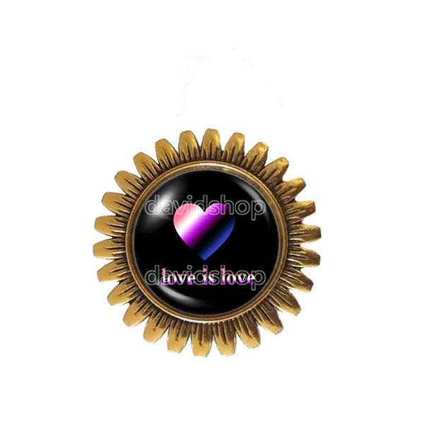 Love Is Love Genderfluid Pride Brooch Badge Pin Fashion Jewelry Heart Flag Rainbow LGBTQ Symbol Art Cute Gift Colorful Hip Hop Charm