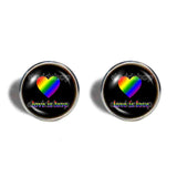 Love Is Love Gay Pride Ear Cuff Earring Fashion Jewelry Heart Flag Rainbow LGBTQ Symbol Art Cute Gift Colorful Hip Hop Charm