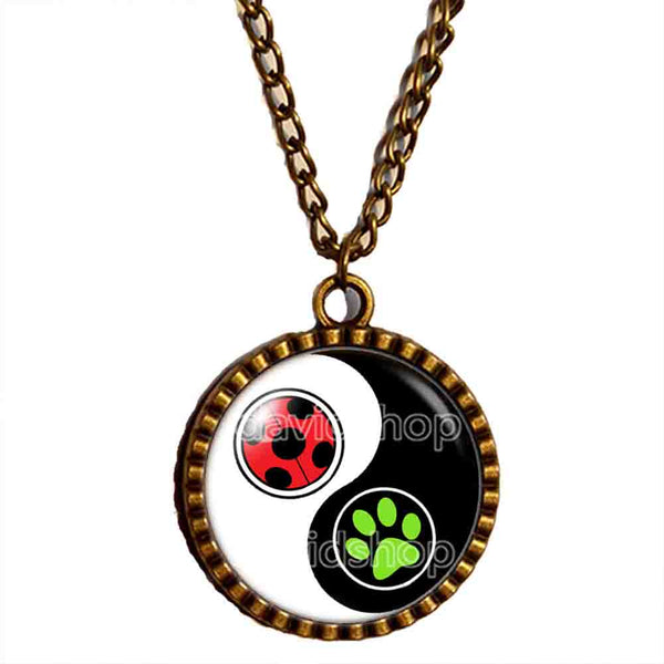 Peacock Cat Noir Volpina Rena Rouge Queen Bee Miraculous Ladybug Necklace Pendant Fashion Jewelry Ying Yin Yang Cosplay