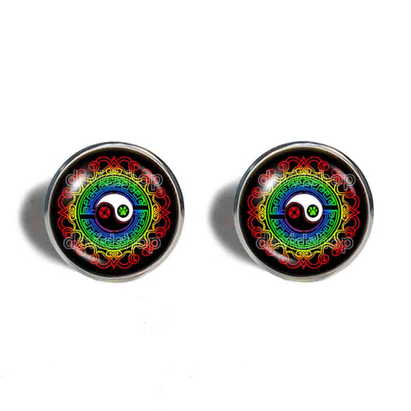 Peacock Cat Noir Volpina Rena Rouge Queen Bee Miraculous Ladybug Miracle Box Chest Master Fu Cufflinks Cuff links Jewelry Colorful Yin Yang