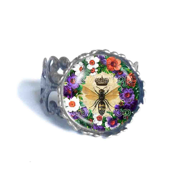 Queen Bee Ring Fashion Jewelry Flower Animal Honeybee Cute Gift Women