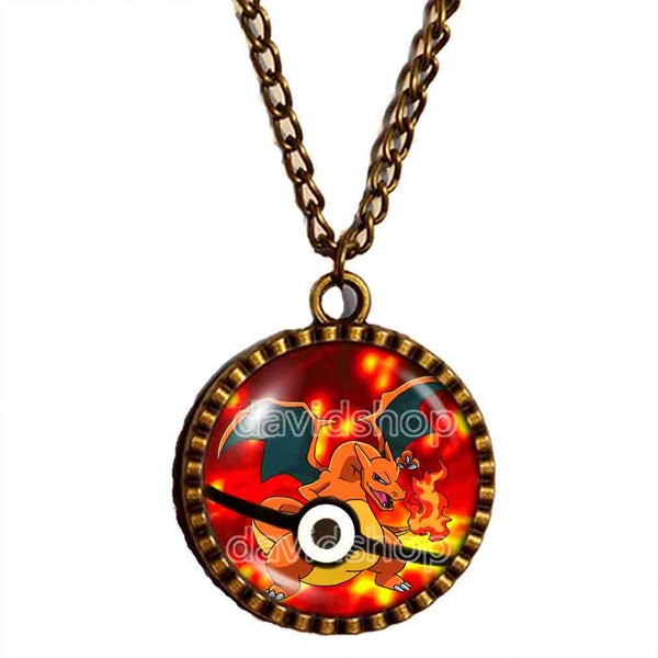 Pokemon Charizard Pokeball Necklace Charizardite Y Mega Stone Anime Pendant Jewelry Cosplay Cute Gift