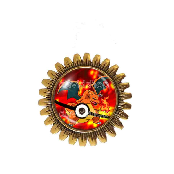 Pokemon Charizard Pokeball Brooch Badge Pin Charizardite Y Mega Stone Anime Fashion Jewelry Cosplay Cute Gift