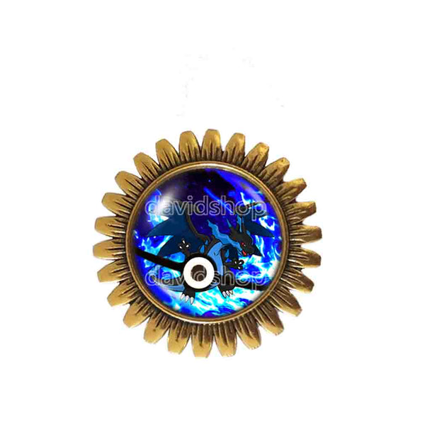 Pokemon Charizard Pokeball Brooch Badge Pin Charizardite X Mega Stone Anime Fashion Jewelry Cosplay Cute Gift