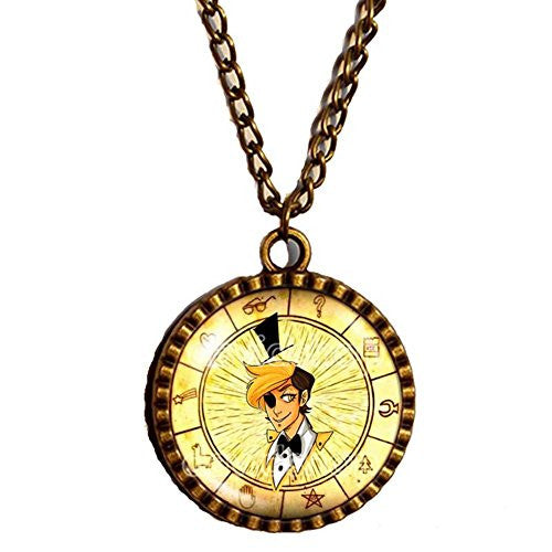 Gravity Falls Bill Cipher Wheel Necklace Pendant Life Writer Gompers the goat