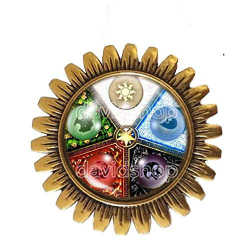 Magic the Gathering Brooch Colored Round Mana Jewelry Gift Cosplay MTG Badge Pin