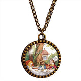 Mad Hatters Tea Party Necklace Alice In Wonderland Cheshire Cat Pendant Jewelry Gift