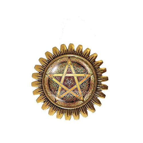Witchcraft Pentacle Wicca Pentagram Wiccan Pagan Brooch Badge Pin fashion Jewelry Cute Gift