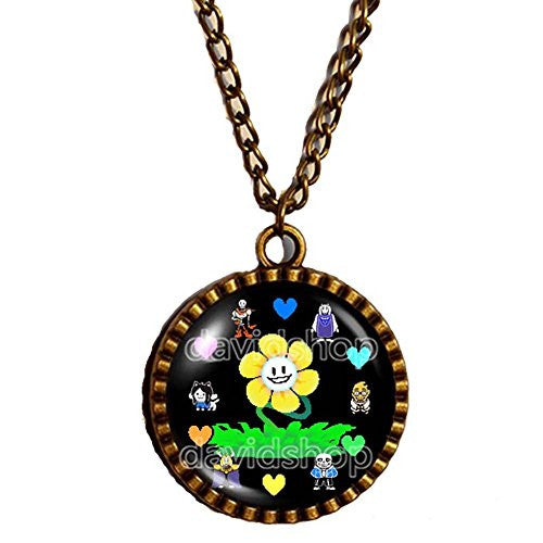 Undertale Necklace Pendant Jewelry Game Undyne Toriel Heart Yellow Sunflower