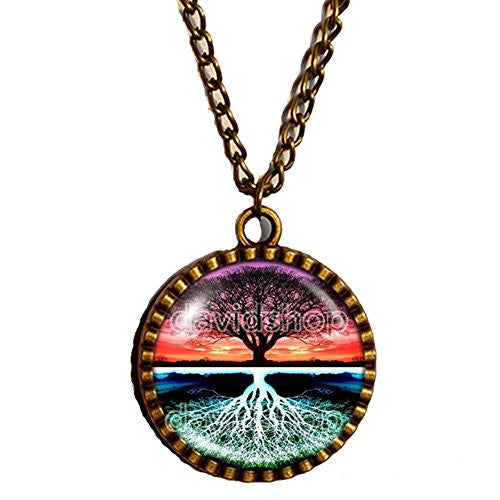 Gustav Klimt Tree of life Necklace Jewelry Celtic Bible Movie Kabbalah Women