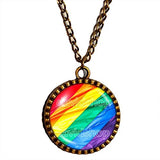 Gay Pride Rainbow Flag Necklace Pendant Fashion Jewelry Cosplay Charm Gift Chain