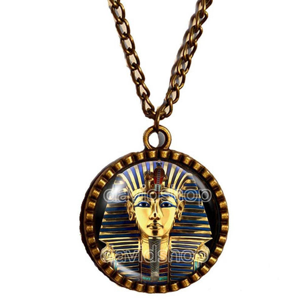 King Tut necklace chain Tutankhamun Golden King Antique art pendant egyptian Jewelry chain