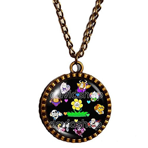 Undertale Necklace Pendant Jewelry Game Undyne Vulkin Toriel Heart Shaped Sunflower